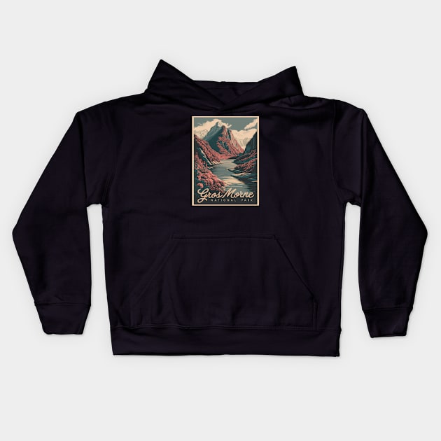 Gros Morne National Park Of Canada Retro Vacation Poster Kids Hoodie by Perspektiva